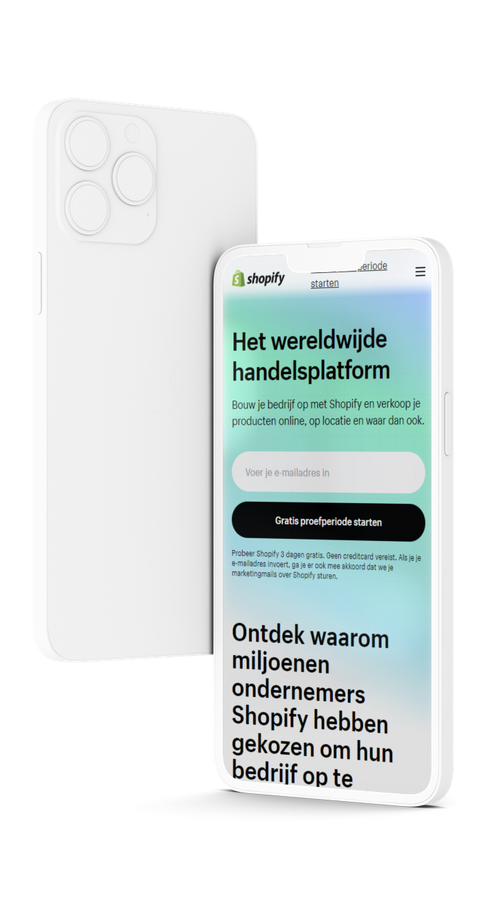 Mobiele weergave Shopify webshop